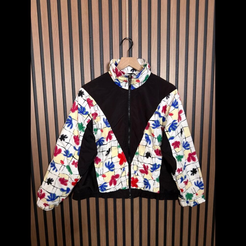Prince Sportswear Jacket Medium Womens Windbreaker Mulitcolor Floral Full Zip